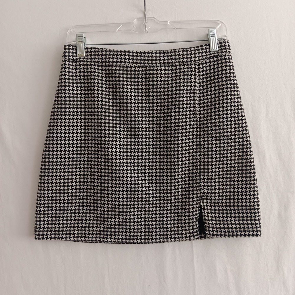 Hollister Mini Skirt Women M Black White Excellent Houndstooth Ultra High Rise
